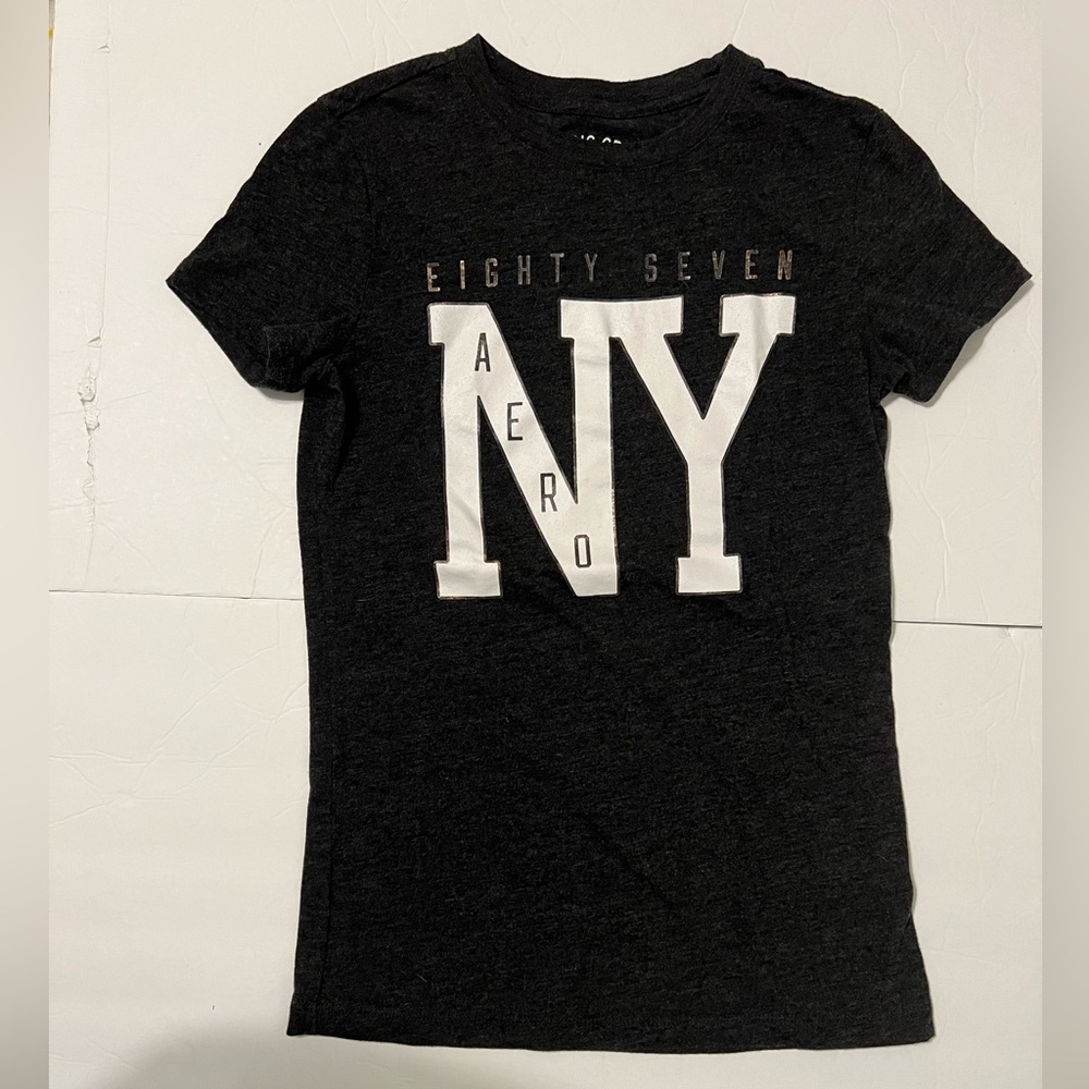 Aeropostale Classic Crew Dark Gray Short Sleeve T-shirt Logo Size Small
